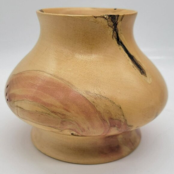 Turned Wood Vase Signed Randy Templeton Box Elder 2011 Apple Logo - Picture 1 of 15